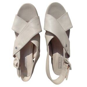 PIKOLINOS beige 100% genuine cowhide leather sandals - size 36